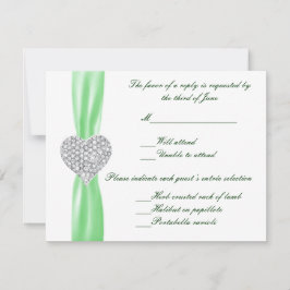 Svarskort Diamond Heart Grönt Bröllop OSA Kort