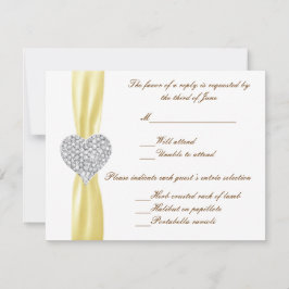 Svarskort Diamond Heart Gult Bröllop OSA Kort