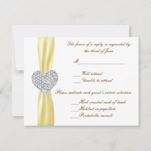 Svarskort Diamond Heart Gult Bröllop OSA Kort