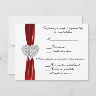 Svarskort Diamond Heart Red Bröllop OSA Kort