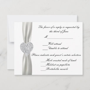Svarskort Diamond Heart White Bröllop OSA Kort