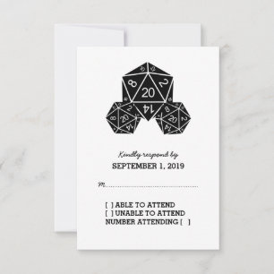 Svarskort Ebony D20 Dice OSA Kort
