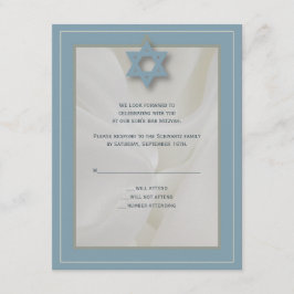 Svarskort elegant Fabric Pub Mitzvah i blått OSA Kort