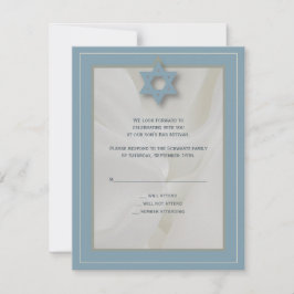 Svarskort elegant Fabric Pub Mitzvah i blått OSA Kort