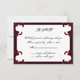 Svarskort elegant Red Gothic Ram Inbjudningar