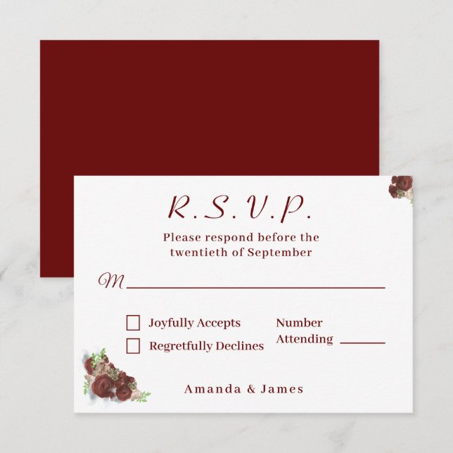 Svarskort elegant Ro-Corsage OSA Kort (Fram/baksida)