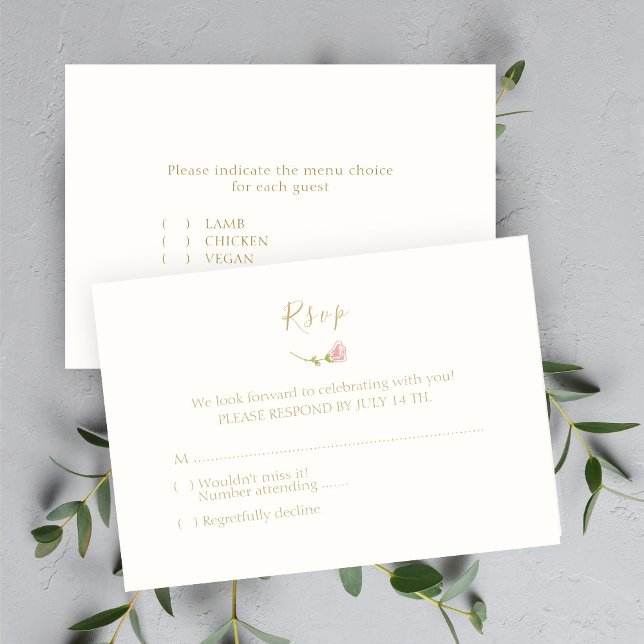 Svarskort elegant Ro & Ivory OSA & Menu (Skapare uppladdad)