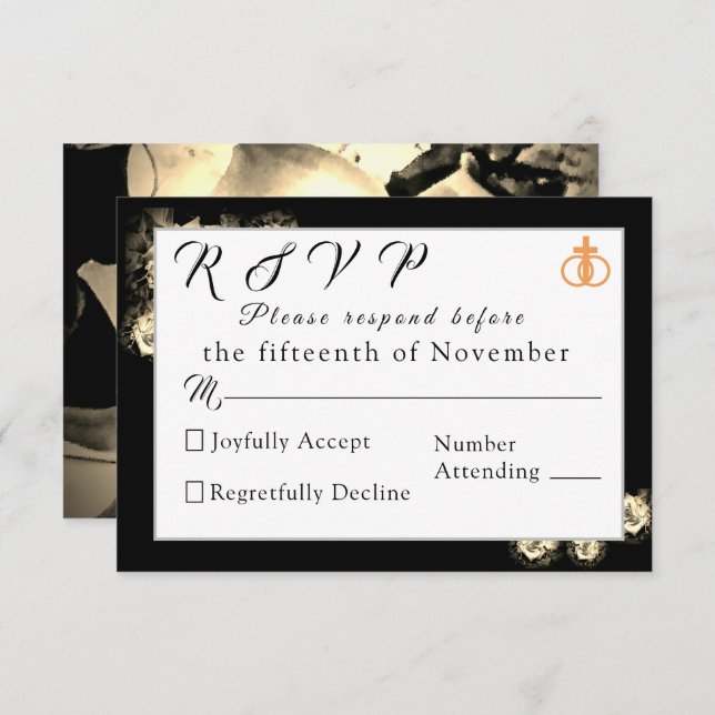 Svarskort elegant Ro katolskt Bröllop OSA Kort (Fram/baksida)