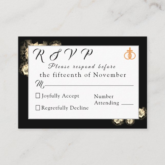 Svarskort elegant Ro katolskt Bröllop Tilläggskort (Framsida)