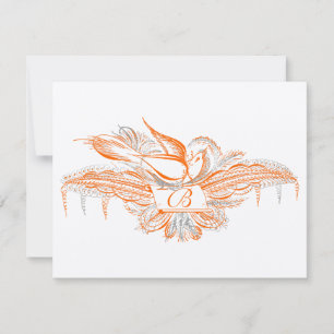 Svarskort Flourish Fåglar Orange Korall & Grå OSA Kort