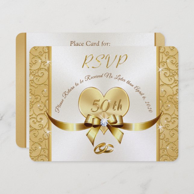 Svarskort för 50-årsfirande av Millie Inbjudningar (Fram/baksida)