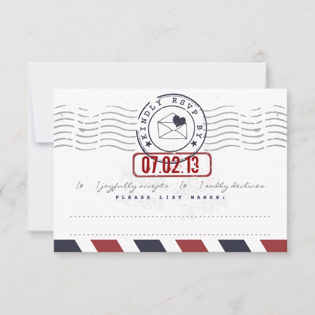 Svarskort för Airmail Kärlek Brev Bröllop OSA Kort (Framsida)