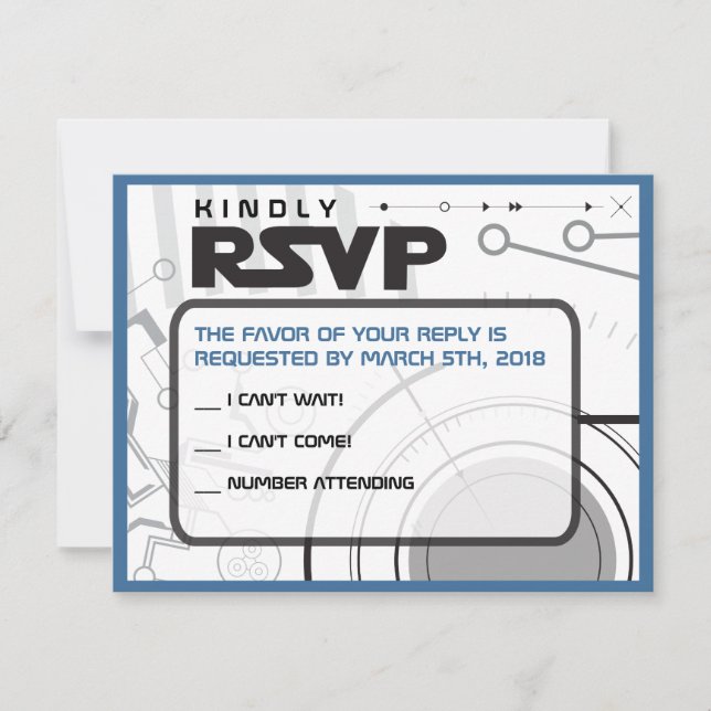 Svarskort för Bat mitzvah inbjudan till SCI-FI Pub (Framsida)