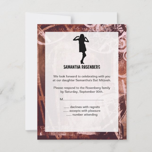 Svarskort för Bat mitzvah OSA i Dance Party Kort (Framsida)