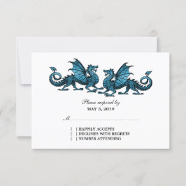 Svarskort för blå Elegant Dragons Bröllop OSA Kort