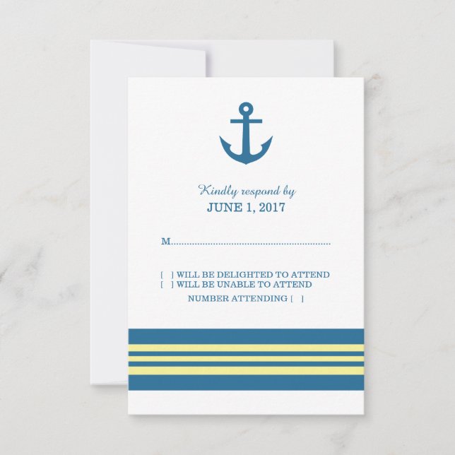 Svarskort för blå Gult Nautical Anchor OSA Kort (Framsida)