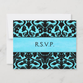 Svarskort för blå och svart mask inbjudningar