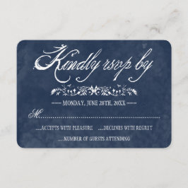 Svarskort för blå vattenfärg Bröllop OSA Kort