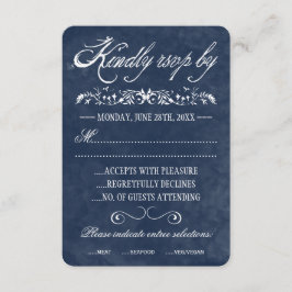 Svarskort för blå vattenfärg Bröllop OSA Kort