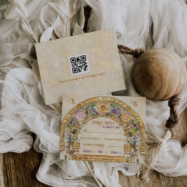 Svarskort för blommigt Art nouveau Bröllop OSA Kort (Skapare uppladdad)