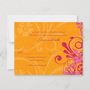 Svarskort för Blommigt av rosa och Orange Abstrakt OSA Kort