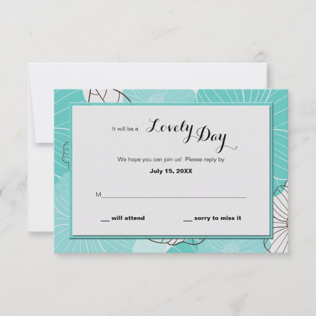 Svarskort för Blommigt Inbjudningar (Framsida)