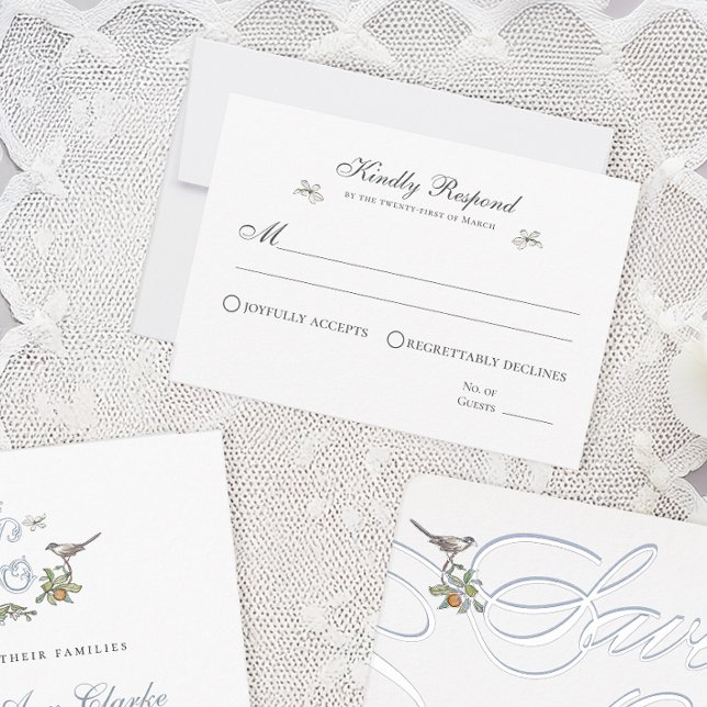 Svarskort för blommigt Love birds OSA Kort (Skapare uppladdad)