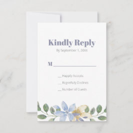 Svarskort för Blommigt med vattenfärg Bröllop lila OSA Kort