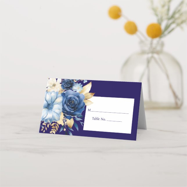 Svarskort för Bord-gäst för marint blåplatskort Placeringskort (Framsida)