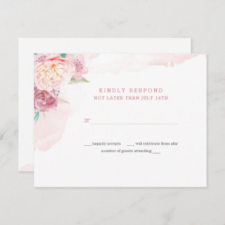 Svarskort för bröllop | Blush och blommor Inbjudningar