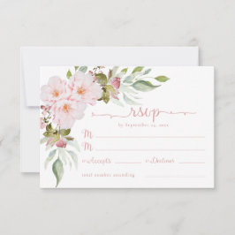 Svarskort för Bröllop OSA av vattenfärg i ro Rosa
