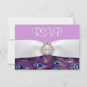 Svarskort för bröllop Purple Peacock RSVP OSA Kort