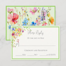 Svarskort för bröllop Summer Blooms Floral OSA Kort