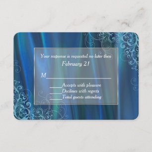 Svarskort för chic Blue Satin Bröllop OSA Kort