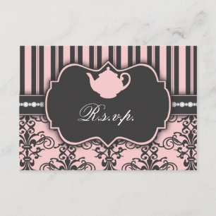 Svarskort för chic Damask & Rand Tea Party OSA Kort