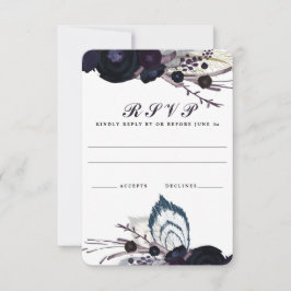 Svarskort för chic Lila Blommigt Winter Wedding OS OSA Kort