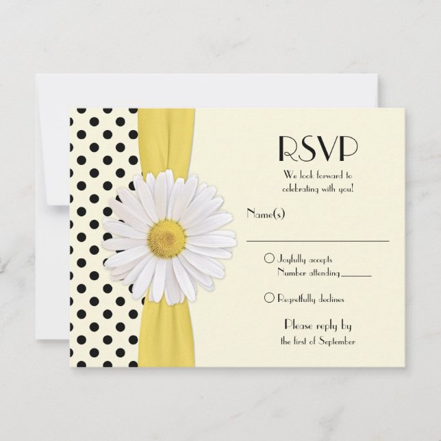 Svarskort för daisy Black och Ivory Polka OSA Kort (Framsida)