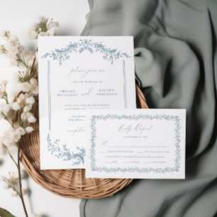 Svarskort för Dusty Blue Wedding-inbjudan OSA Kort