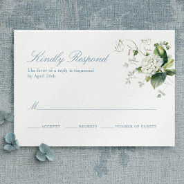 Svarskort för elegant Blue Hydrangea Monogram OSA Kort