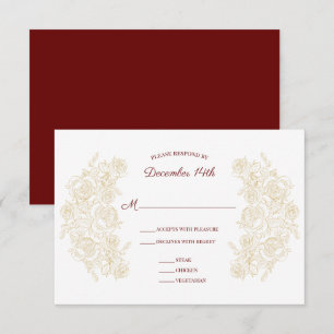 Svarskort för elegant Burgundy & Golden Ro OSA Kort