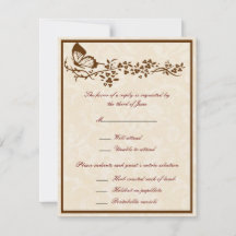 Svarskort för elegant Butterfly Bröllop