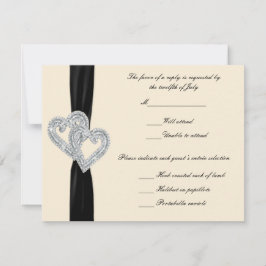 Svarskort för elegant Diamond Black Ribbon OSA Kort
