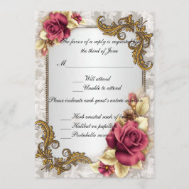Svarskort för elegant Röd ros Inbjudningar