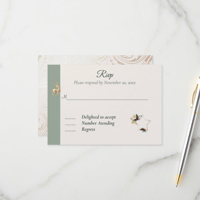 Svarskort för elegant Winter Photo Bröllop OSA Kort (Fram/Back In Situ)