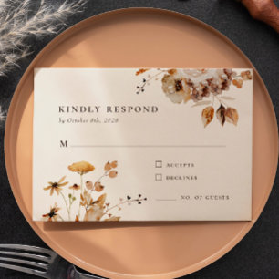 Svarskort för elegant Woodland Fall Blommigt Bröll OSA Kort
