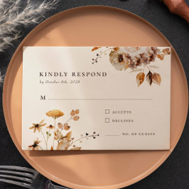 Svarskort för elegant Woodland Fall Blommigt Bröll OSA Kort