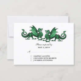 Svarskort för Eleganten grönt Dragons Bröllop OSA Kort