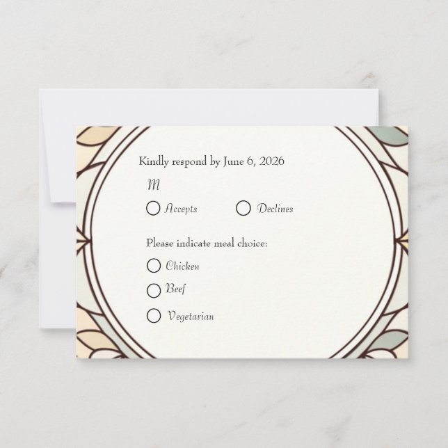 Svarskort för färgat glas med måltidval OSA kort (Framsida)