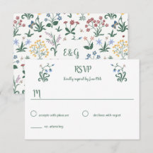 Svarskort för färgfyllda Whimsical Flowers Bröllop