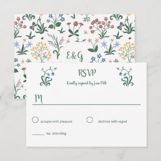 Svarskort för färgfyllda Whimsical Flowers Bröllop OSA Kort